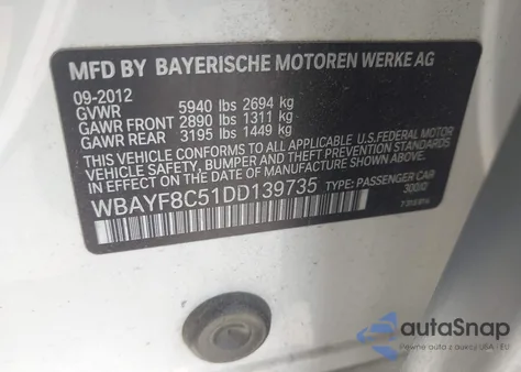 2013 BMW 750Li xDrive from USA, damaged, VIN WBAYF8C51DD139735